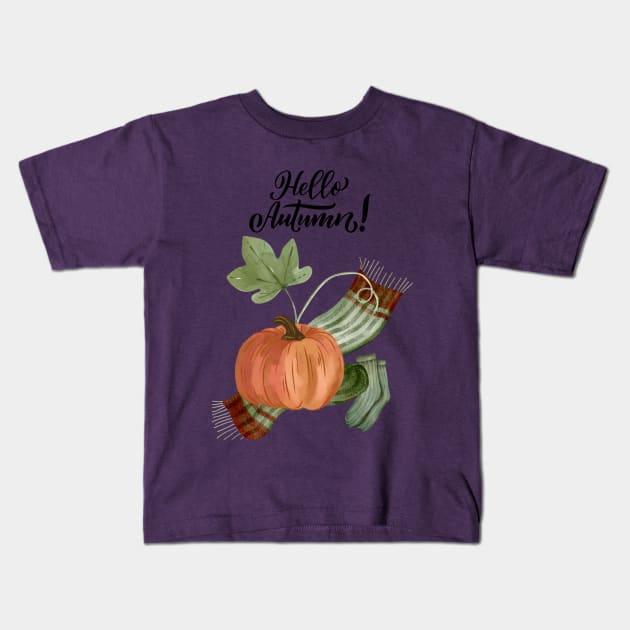 Hello Fall Season Kids T-Shirt by Janremi